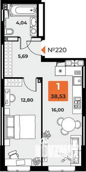 1-к квартира, вторичка, 39м2, 23/23 этаж