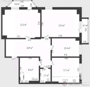 3-к квартира, вторичка, 112м2, 5/20 этаж