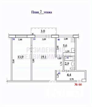 2-к квартира, вторичка, 46м2, 2/5 этаж