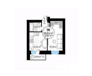 1-к квартира, вторичка, 38м2, 10/18 этаж