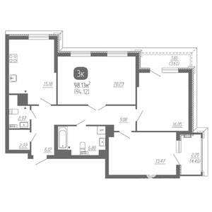 3-к квартира, вторичка, 98м2, 10/22 этаж