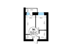 1-к квартира, вторичка, 34м2, 3/18 этаж