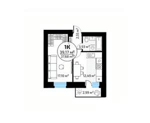 1-к квартира, вторичка, 39м2, 11/18 этаж