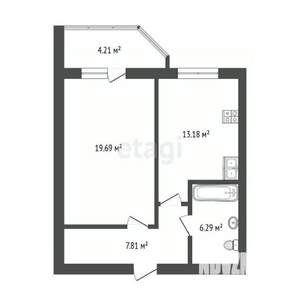 1-к квартира, вторичка, 49м2, 19/22 этаж