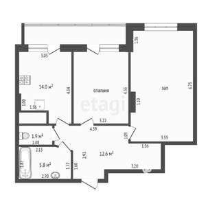 2-к квартира, вторичка, 48м2, 8/9 этаж
