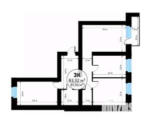 3-к квартира, вторичка, 83м2, 16/18 этаж