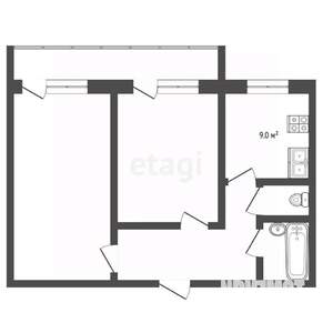 2-к квартира, вторичка, 53м2, 2/9 этаж