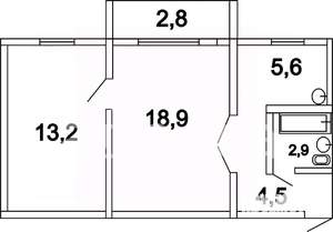 2-к квартира, вторичка, 46м2, 2/5 этаж