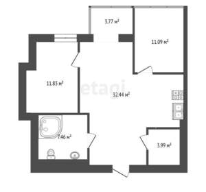 3-к квартира, вторичка, 70м2, 13/24 этаж