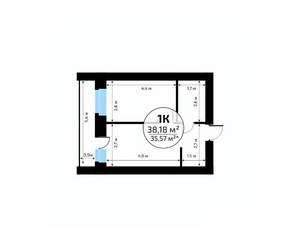 1-к квартира, вторичка, 38м2, 8/18 этаж