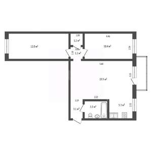 3-к квартира, вторичка, 57м2, 2/5 этаж