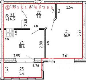 1-к квартира, сданный дом, 44м2, 12/16 этаж