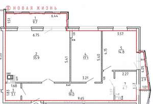 3-к квартира, строящийся дом, 97м2, 13/16 этаж