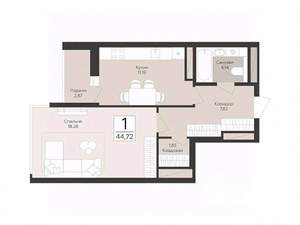 1-к квартира, вторичка, 45м2, 13/17 этаж