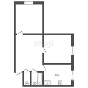 2-к квартира, вторичка, 42м2, 1/5 этаж