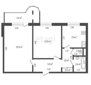 2-к квартира, вторичка, 52м2, 4/12 этаж