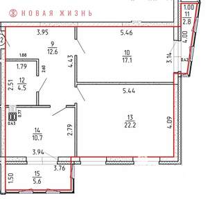 2-к квартира, строящийся дом, 76м2, 7/16 этаж