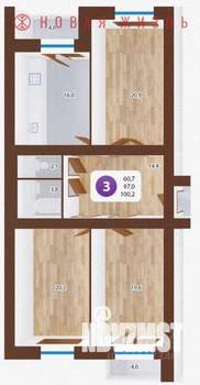 3-к квартира, вторичка, 100м2, 4/17 этаж