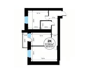 2-к квартира, вторичка, 58м2, 13/18 этаж