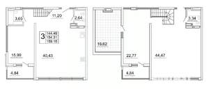2-к квартира, строящийся дом, 171м2, 26/27 этаж