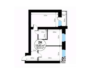 2-к квартира, вторичка, 60м2, 4/18 этаж