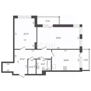 2-к квартира, вторичка, 75м2, 5/25 этаж