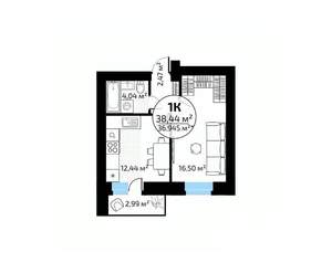 1-к квартира, вторичка, 38м2, 14/18 этаж