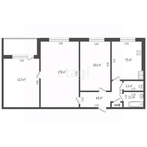 3-к квартира, вторичка, 56м2, 3/9 этаж