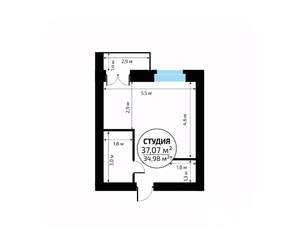 Студия квартира, вторичка, 37м2, 1/18 этаж