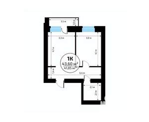 1-к квартира, вторичка, 44м2, 15/18 этаж