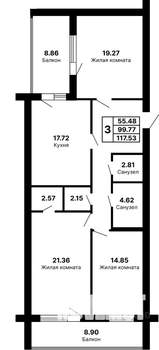 3-к квартира, вторичка, 118м2, 1/5 этаж