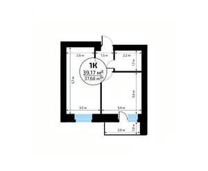 1-к квартира, вторичка, 39м2, 14/18 этаж