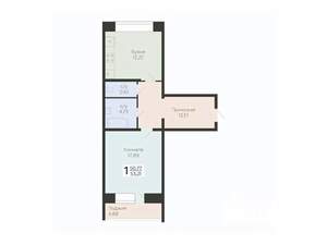 1-к квартира, вторичка, 53м2, 6/12 этаж