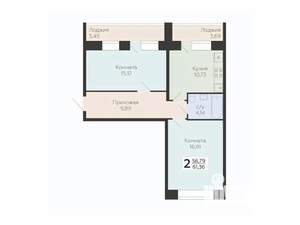 2-к квартира, вторичка, 61м2, 4/12 этаж