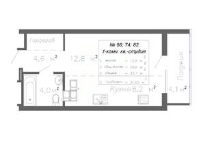 1-к квартира, вторичка, 32м2, 13/20 этаж