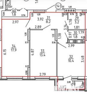 2-к квартира, вторичка, 55м2, 17/25 этаж
