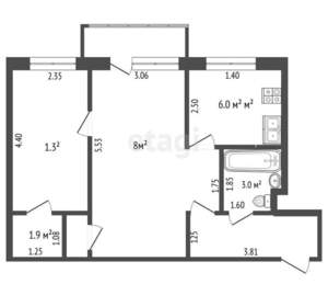 2-к квартира, вторичка, 46м2, 5/5 этаж
