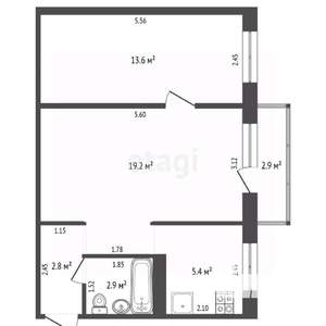 2-к квартира, вторичка, 44м2, 5/5 этаж