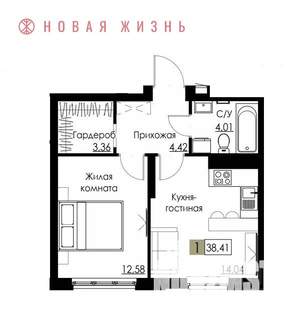 1-к квартира, вторичка, 38м2, 3/8 этаж