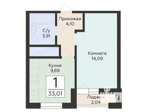 1-к квартира, вторичка, 33м2, 11/24 этаж