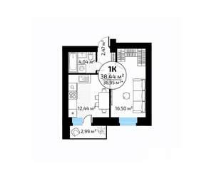 1-к квартира, вторичка, 38м2, 16/18 этаж