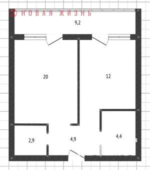 1-к квартира, вторичка, 49м2, 9/16 этаж