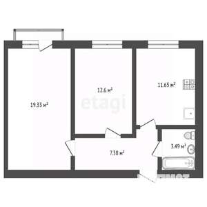 2-к квартира, вторичка, 46м2, 3/3 этаж