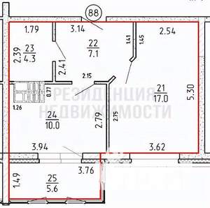 1-к квартира, вторичка, 45м2, 14/16 этаж
