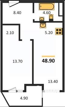 2-к квартира, строящийся дом, 49м2, 10/12 этаж