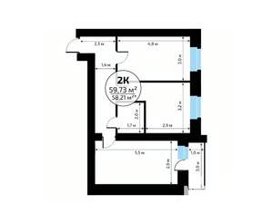 2-к квартира, вторичка, 60м2, 17/18 этаж