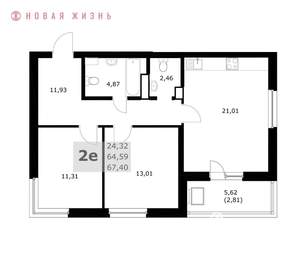 2-к квартира, вторичка, 67м2, 9/24 этаж