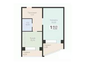 1-к квартира, вторичка, 53м2, 4/12 этаж