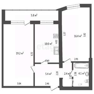 2-к квартира, вторичка, 58м2, 7/11 этаж