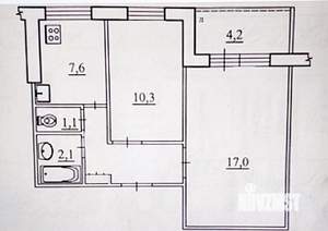 2-к квартира, вторичка, 45м2, 6/9 этаж